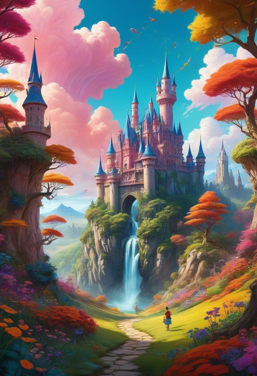 A surreal landscape featuring animated characters exploring various whimsical fantasies and fetishes, surrounded by vibrant colors and imaginative settings like a dreamy forest, enchanted castles, and abstract shapes. Include subtle hints of adult themes blended artistically to ensure a playful yet mature atmosphere. The characters should express a range of emotions, from curiosity to delight, inviting the viewer into this fantastical world. semi-realistic. vibrant colors. whimsical style.